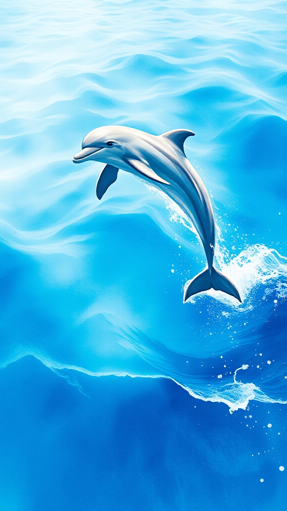 Dolphin leaping out of the crystal-clear ocean