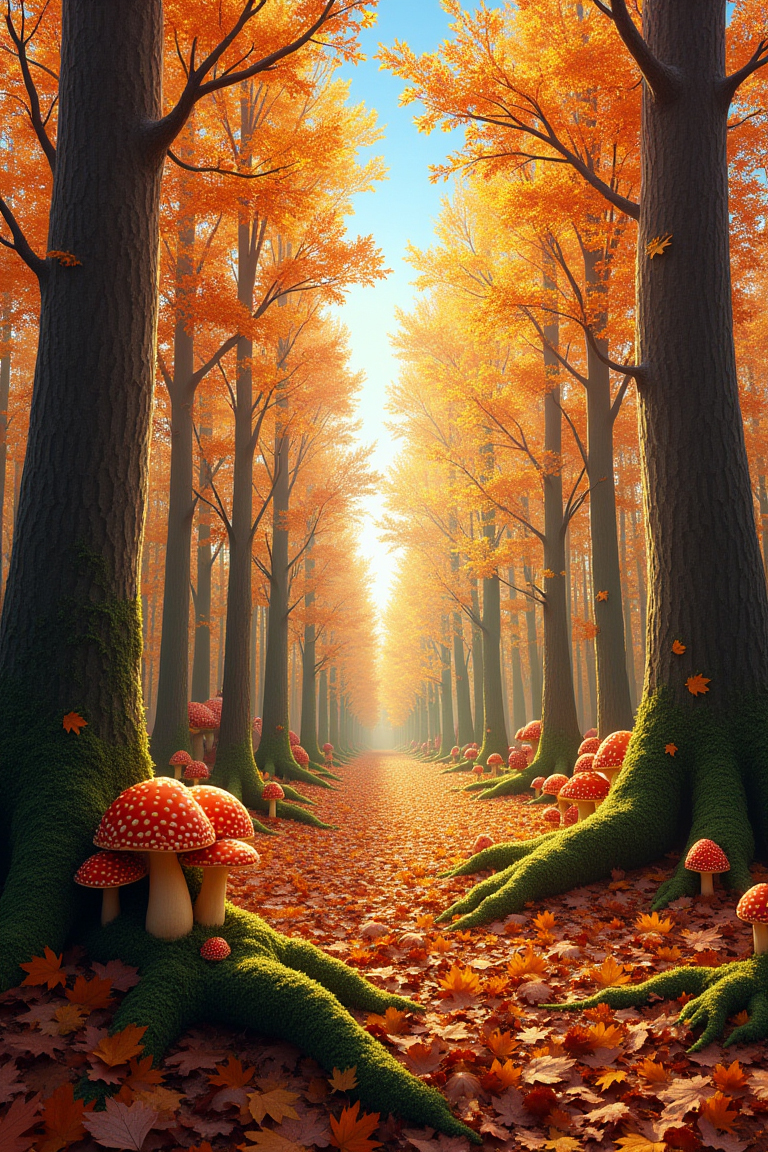 Autumn Forest at Noon. Public domain image.